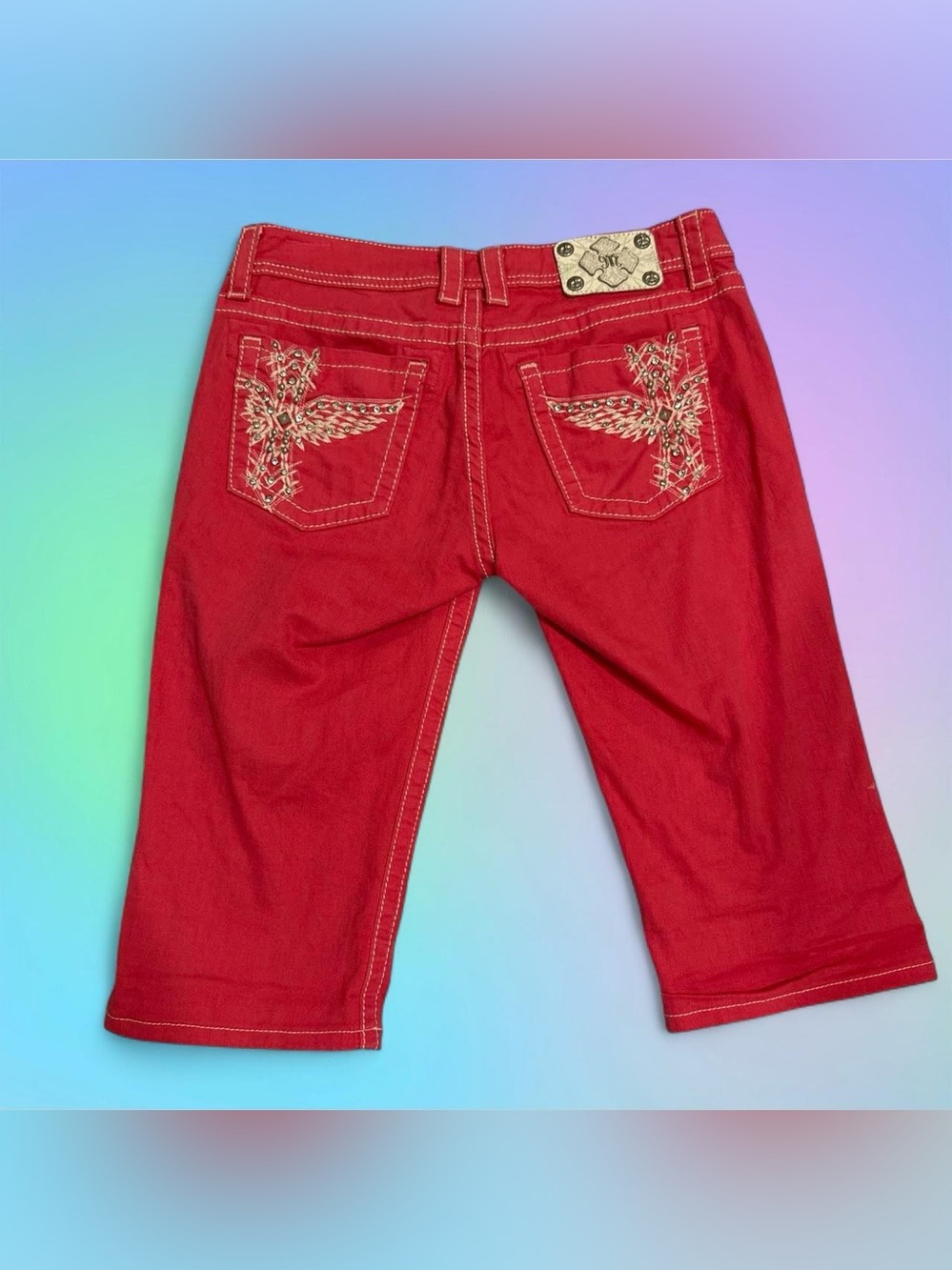 Vintage Y2K McBling Hot Pink Miss Me Capri Jeans
